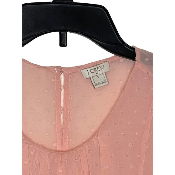 J.Crew Women's Tank Top Semi Sheer Polka Dot Peplum Lightweight Pink Size 6 - Picture 2 of 9